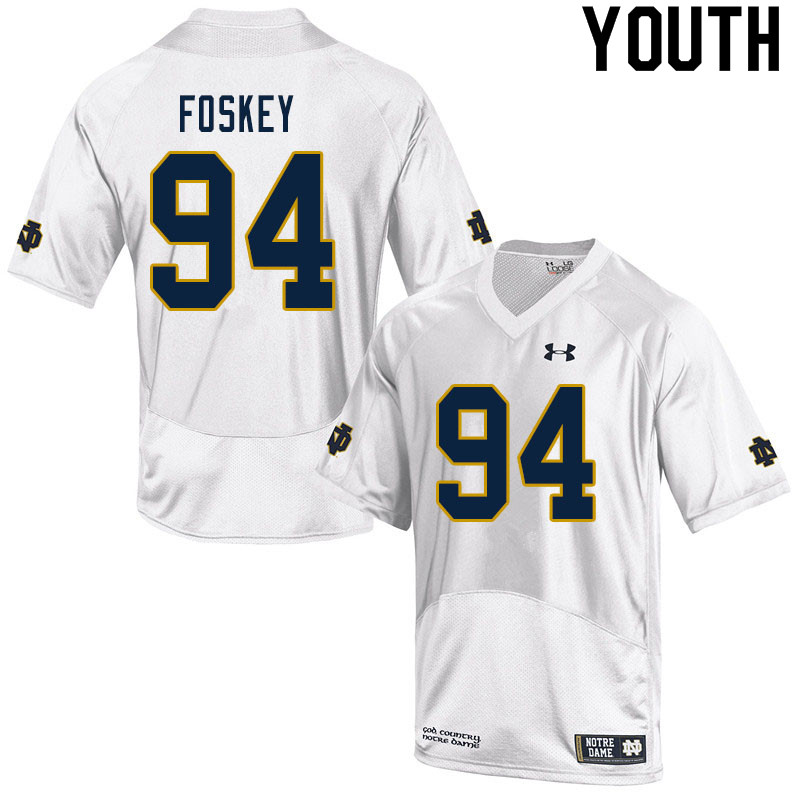 Youth NCAA Notre Dame Fighting Irish #94 Isaiah Foskey Stitched College Under Armour Authentic White Football Jersey MX10V56PG